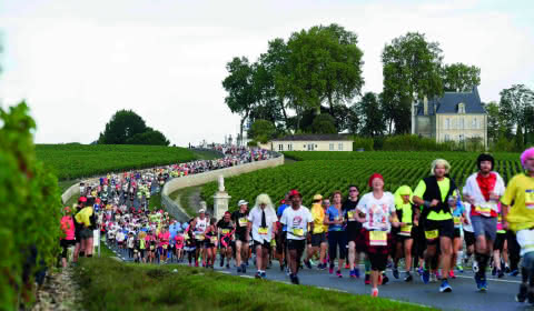 Marathon du Médoc dans les vignes avec des déguisements