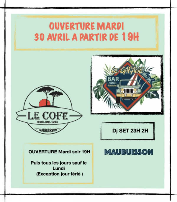 30 avril ouverture + DJ set Cofé Maubuisson